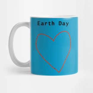 Earth Day Red Heart Line Drawing Mug